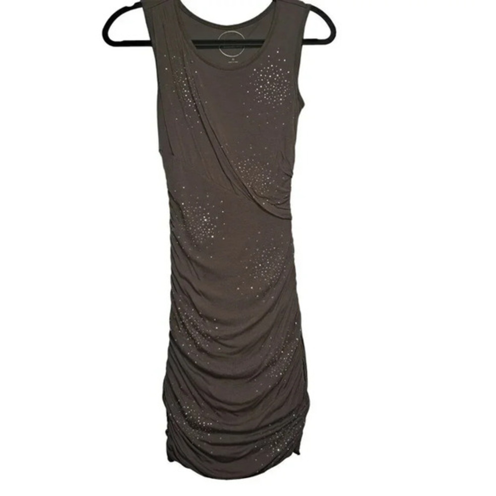 INC International Concepts Womens Taupe Ruched Embellished Bodycon Dress Size XS